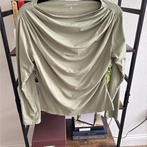 Abercrombie & Fitch Olive Draped Long-Sleeve Top